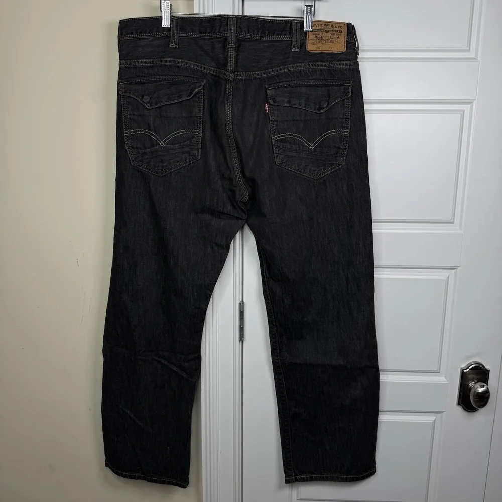 Levis 569 Baggy Jeans 38/32 (39/29.5) Black Washed Grunge Wide Y2K Flap Pocket